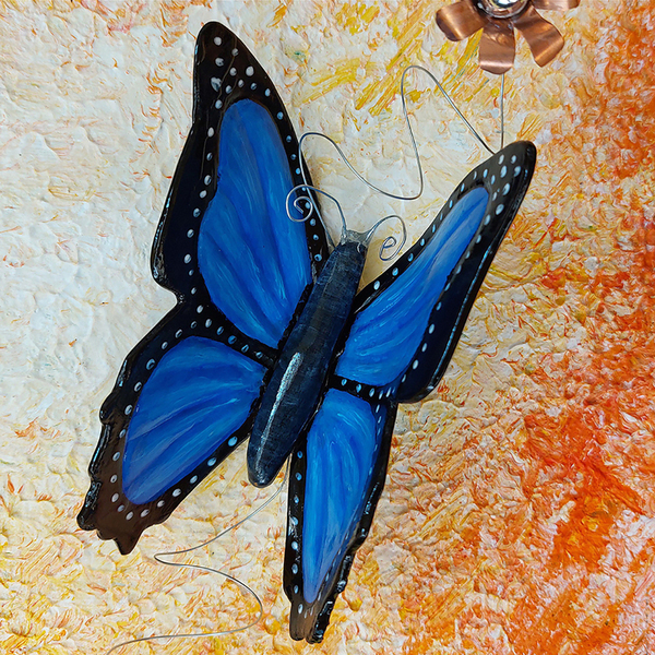 3D Πίνακας ζωγραφικής με πεταλούδες από πηλό 42x32x8 - πίνακες & κάδρα, πεταλούδα, πίνακες ζωγραφικής - 5