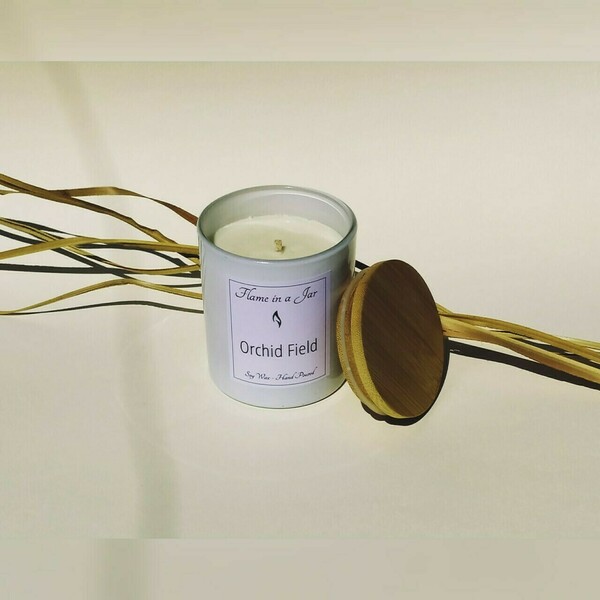Φυτικό Αρωματικό Κερί Σόγιας Orchid Field 220gr - αρωματικά κεριά, διακοσμητικά, κερί σόγιας, vegan κεριά - 3
