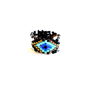 Πολύχρωμο χειροποίητο δαχτυλίδι με χάντρες miyuki delica - γυαλί, χάντρες, miyuki delica, σταθερά, μεγάλα