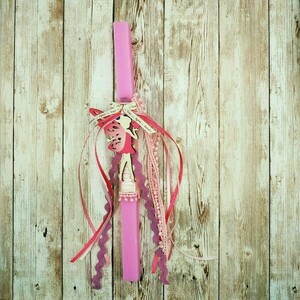 Πασχαλινή λαμπάδα, αρωματική με φούξια νεράιδα - ροζ, τετράγωνη, 29 εκ. - κορίτσι, λαμπάδες, για παιδιά, για εφήβους, νεράιδες - 2