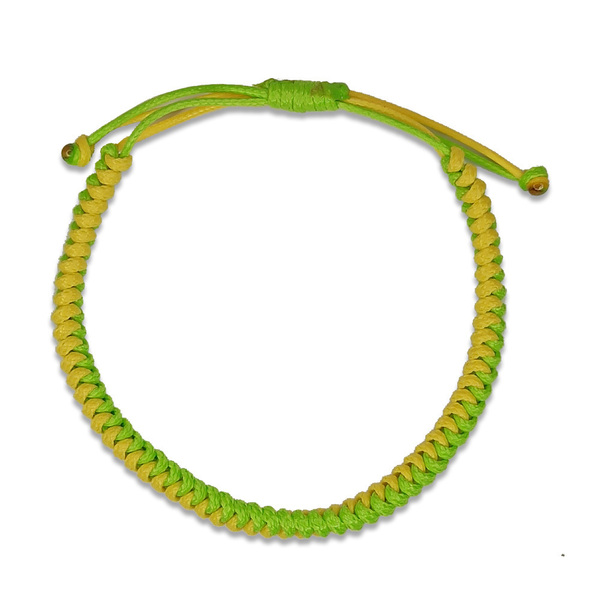 Πλεχτό Βραχιόλι Φίδι Πράσινο Κίτρινο - μακραμέ, κορδόνια, boho, χεριού, αυξομειούμενα