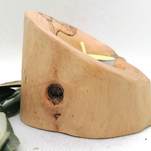 Κηροπήγιο για ρεσώ χειροποίητο, ξύλο ελιάς, 1 θέσης, 8x7x7cm - χειροποίητα - 2