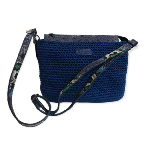 Χειροποίητη πλεκτή γυναικεία καθημερινή τσάντα ώμου μπλε -KA299 - animal print, νήμα, ώμου, all day, πλεκτές τσάντες - 2