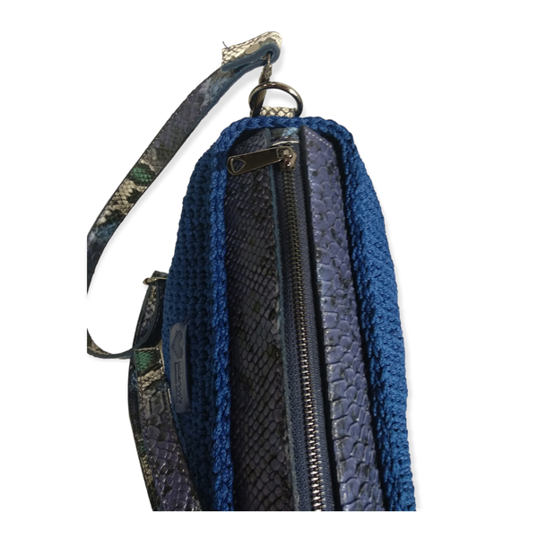 Χειροποίητη πλεκτή γυναικεία καθημερινή τσάντα ώμου μπλε -KA299 - animal print, νήμα, ώμου, all day, πλεκτές τσάντες - 5