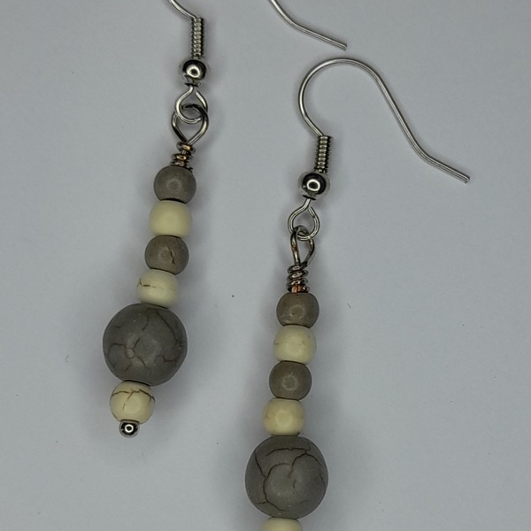 Σκουλαρίκια με χαολίτη - ημιπολύτιμες πέτρες, χάντρες, κρεμαστά, γάντζος