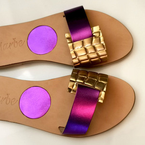 Spring/Summer Flat handmade Sandal : Aphrodisia - δέρμα, φλατ, slides