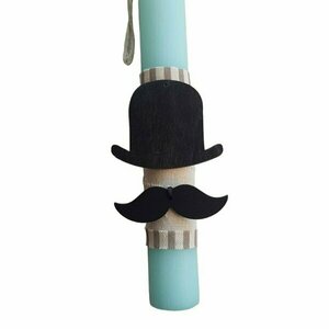 Λαμπάδα με καπέλο και μουστάκι - αγόρι, λαμπάδες, για ενήλικες, για εφήβους - 2