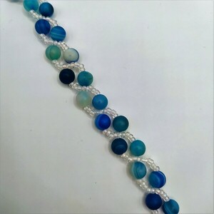 Blue Agate with Seed Beads Bracelet - χάντρες, ατσάλι, boho, χεριού, αυξομειούμενα - 3