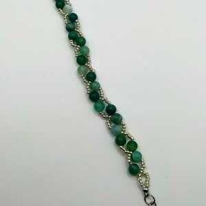 Green Matte Agate with Seed Beads Bracelet - χάντρες, boho, χεριού, αυξομειούμενα - 3
