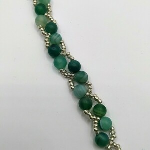Green Matte Agate with Seed Beads Bracelet - χάντρες, boho, χεριού, αυξομειούμενα - 5
