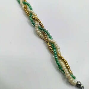 Turquoise Seed Beads Bracelet - χάντρες, boho, χεριού, αυξομειούμενα - 3