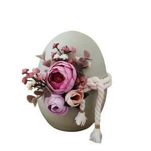 Επιτραπέζιο κεραμικό αυγό - medium country green με λουλούδια - λουλούδια, διακοσμητικά, για ενήλικες, επιτραπέζια