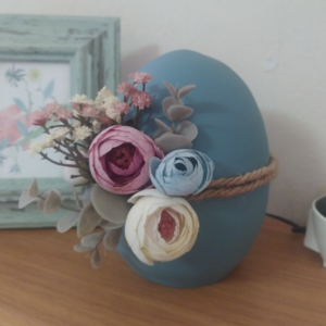 Επιτραπέζιο κεραμικό αυγό - medium country blue με λουλούδια - λουλούδια, διακοσμητικά, για ενήλικες, επιτραπέζια - 3