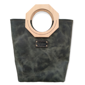 Χειροποίητη Δερμάτινη γυναικεία τσάντα χειρός –KA201 - δέρμα, ξύλο, all day, χειρός, tote