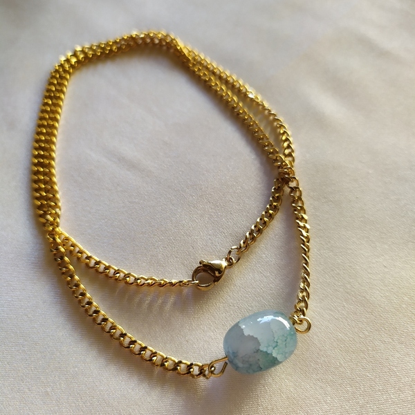 PETRA necklace|βεραμάν πέτρα σε ατσάλινη αλυσίδα - αλυσίδες, επιχρυσωμένα, ατσάλι