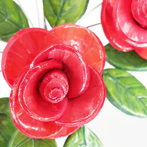 3D Χειροποίητο μπουκέτο κόκκινα τριαντάφυλλα από πηλό 23,5x31x7cm - διακοσμητικά - 4
