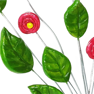 3D Χειροποίητο μπουκέτο κόκκινα λουλούδια από πηλό 23,5x31x7cm - 3d, διακοσμητικά - 4