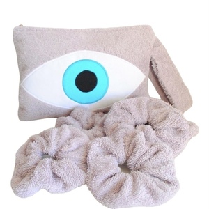 Clutch bag με χειροποίητο ματάκι λιλά. - ύφασμα, clutch, all day, χειρός
