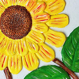 3D Πίνακας ζωγραφικής με λουλούδι Ηλίανθος από πηλό 20x20cm - πίνακες & κάδρα, πίνακες ζωγραφικής - 5