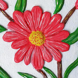 3D Πίνακας ζωγραφικής με λουλούδι Μαργαρίτας από πηλό 20x20cm - πίνακες & κάδρα, πίνακες ζωγραφικής - 4