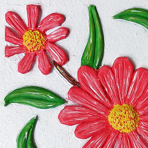 3D Πίνακας ζωγραφικής με λουλούδι Μαργαρίτας από πηλό 20x20cm - πίνακες & κάδρα, πίνακες ζωγραφικής - 5