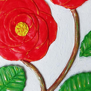 3D Πίνακας ζωγραφικής με λουλούδι Καμέλιας από πηλό 20x20cm - πίνακες & κάδρα, πίνακες ζωγραφικής - 5