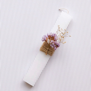 Πασχαλινή Λαμπάδα με αποξεραμένο αμάραντο 20cm - κορίτσι, λουλούδια, λαμπάδες, για ενήλικες