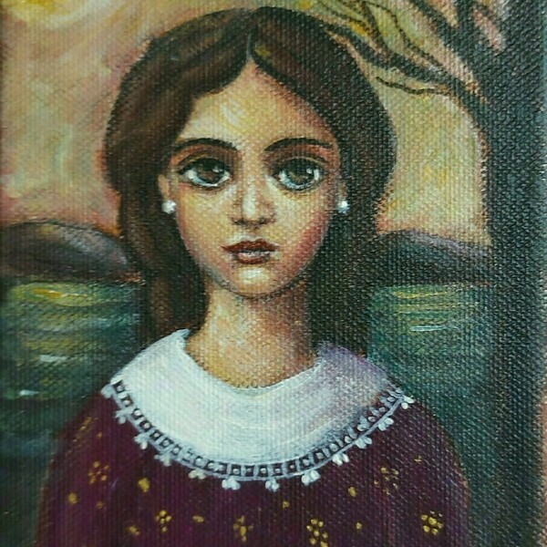 Κοριτσι με ασπρο γιακα-πρωτοτυπο εργο. - πίνακες ζωγραφικής - 2