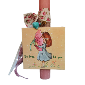 Χειροποίητη αρωματική λαμπάδα με καδράκι για κορίτσι - κορίτσι, λουλούδια, λαμπάδες, για παιδιά, για εφήβους