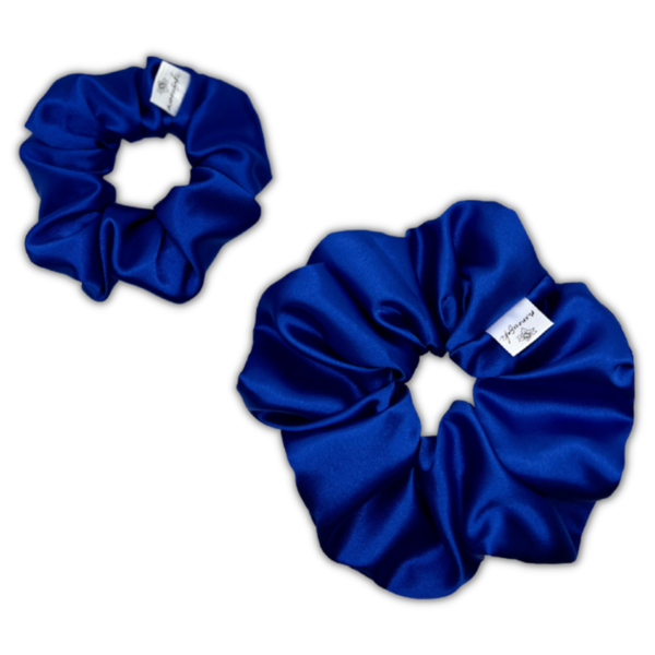 Royal blue classic satin scrunchie - ύφασμα, σατέν, πολυεστέρας, λαστιχάκια μαλλιών, satin scrunchie - 3