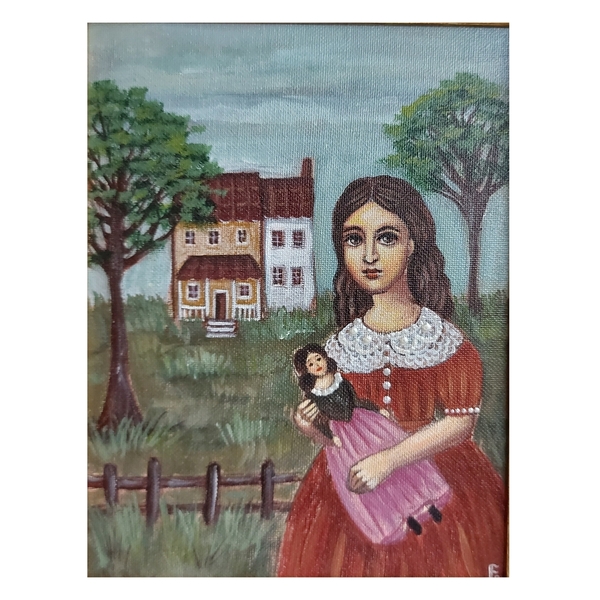 Κοριτσι με κουκλα - πίνακες ζωγραφικής - 2