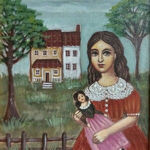 Κοριτσι με κουκλα - πίνακες ζωγραφικής - 4