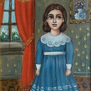 Κοριτσι με μπλε φορεμα - πίνακες ζωγραφικής - 3