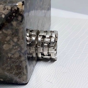 Δαχτυλίδι ασημένιο 925 - "griglia" - ασήμι 925, γεωμετρικά σχέδια, μεγάλα, αυξομειούμενα - 3