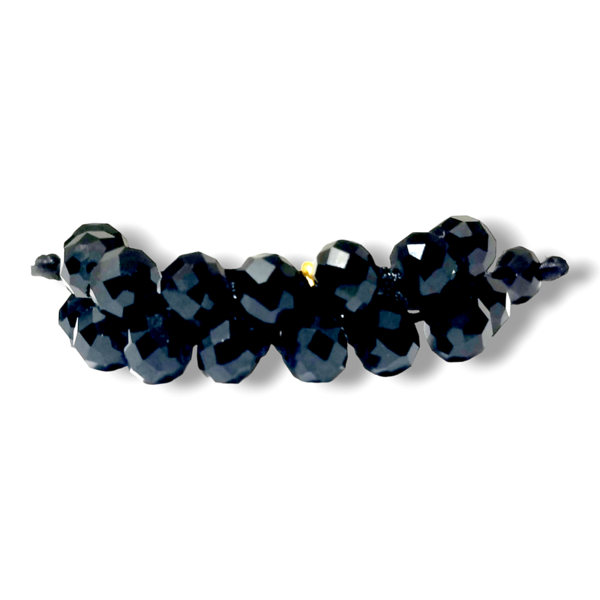 Βραχιόλι μακραμέ με πλεκτή διπλή σειρά από πολυγωνικές κρυστάλλινες μαύρες πέτρες - ημιπολύτιμες πέτρες, μακραμέ, κορδόνια, boho - 2