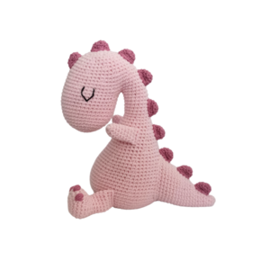 Πλεκτός ροζ δεινόσαυρος με πτερύγια - 20εκ - λούτρινα, δώρο γέννησης, ζωάκια, πλεκτό ζωακι, δώρο γεννεθλίων