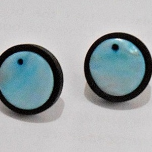 Καρφωτά σκουλαρίκια με φίλντισι Stud earrings Blue ivory - ξύλο, φίλντισι, καρφωτά, μικρά, καρφάκι
