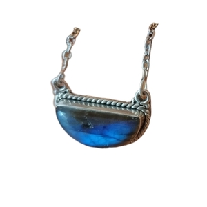 "Ε-κάλη" necklace - ημιπολύτιμες πέτρες, ασήμι 925, κοντά, boho, μενταγιόν