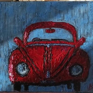 Beetle (Λάδι νερού σε καμβά) - πίνακες & κάδρα, αυτοκίνητα, πίνακες ζωγραφικής