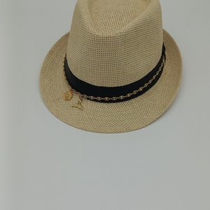 Ψάθινο καπέλο με ατσάλινη αλυσίδα - ψάθινα - 3