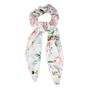 Scrunchie με μεγάλο μαντήλι, σχέδιο φλοράλ με πουλιά - ύφασμα, λαστιχάκια μαλλιών, 100% βαμβακερό - 2