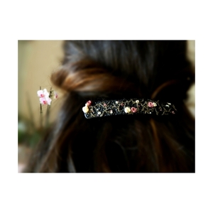 Floral hair barrette- Μπαρέτα μαλλιών με φλοραλ λεπτομέρειες πολυμερικού πηλού - πλαστικό, λουλούδια, polymer clay, hair clips - 4