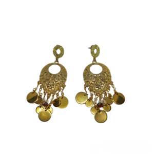 Σκουλαρίκια με πλούσιο μοτίφ χρυσό κ φλουριά - ημιπολύτιμες πέτρες, ορείχαλκος, κρεμαστά, μεγάλα, πολυέλαιοι