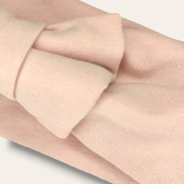 Χειροποίητη υφασμάτινη ελαστική βρεφική κορδέλα με φιογκάκι σε ανοιχτό ροζ χρώμα - για παιδιά, αξεσουάρ μαλλιών - 2