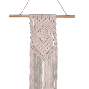 Boho macrame διακοσμητικό τοίχου σε σχήμα διαμάντι με κρόσσια (50x70cm) - μακραμέ, διακοσμητικά