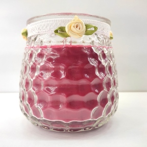 Χειροποίητο αρωματικό φυτικό κερί σόγιας κόκκινο 320γρμ σε γυάλινη κουκουνάρα 10εκχ 8εκ με άρωμα βανίλια - αρωματικά κεριά
