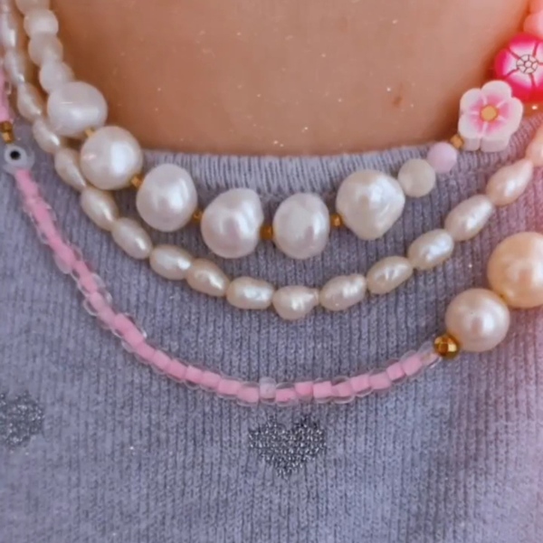 Double Perla necklace - μαργαριτάρι, τσόκερ, χάντρες, κοντά - 2