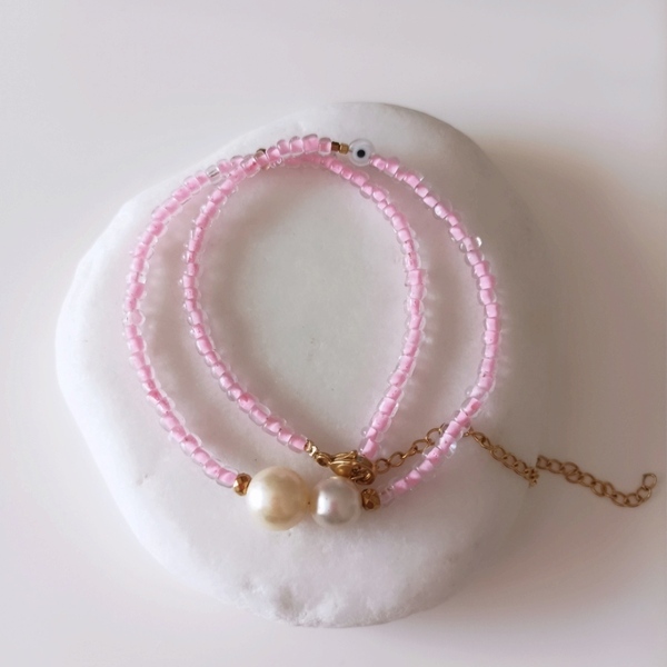 Double Perla necklace - μαργαριτάρι, τσόκερ, χάντρες, κοντά - 3