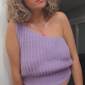 one shoulder top τοπακι με έναν ώμο - βαμβάκι, crop top - 2