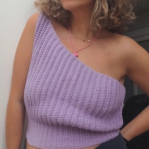 one shoulder top τοπακι με έναν ώμο - βαμβάκι, crop top - 3